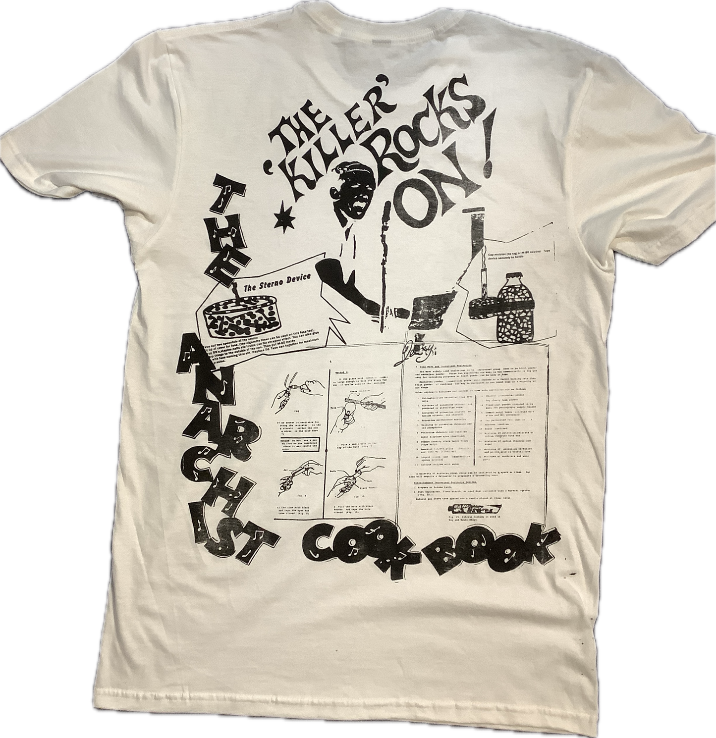 SALE: Vive le Rock black print on white T-SHIRT medium 52cms wide