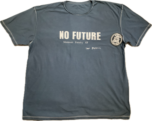 SALE: No Future soldiers/punks patch  on dyed Grey T-SHIRT  2XL 66cms/26” wide
