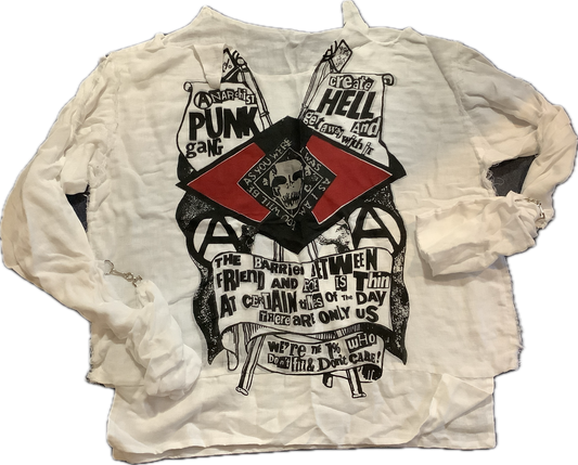 SALE: Anarchist Punk Gang on white MUSLIN    66cms/26” across