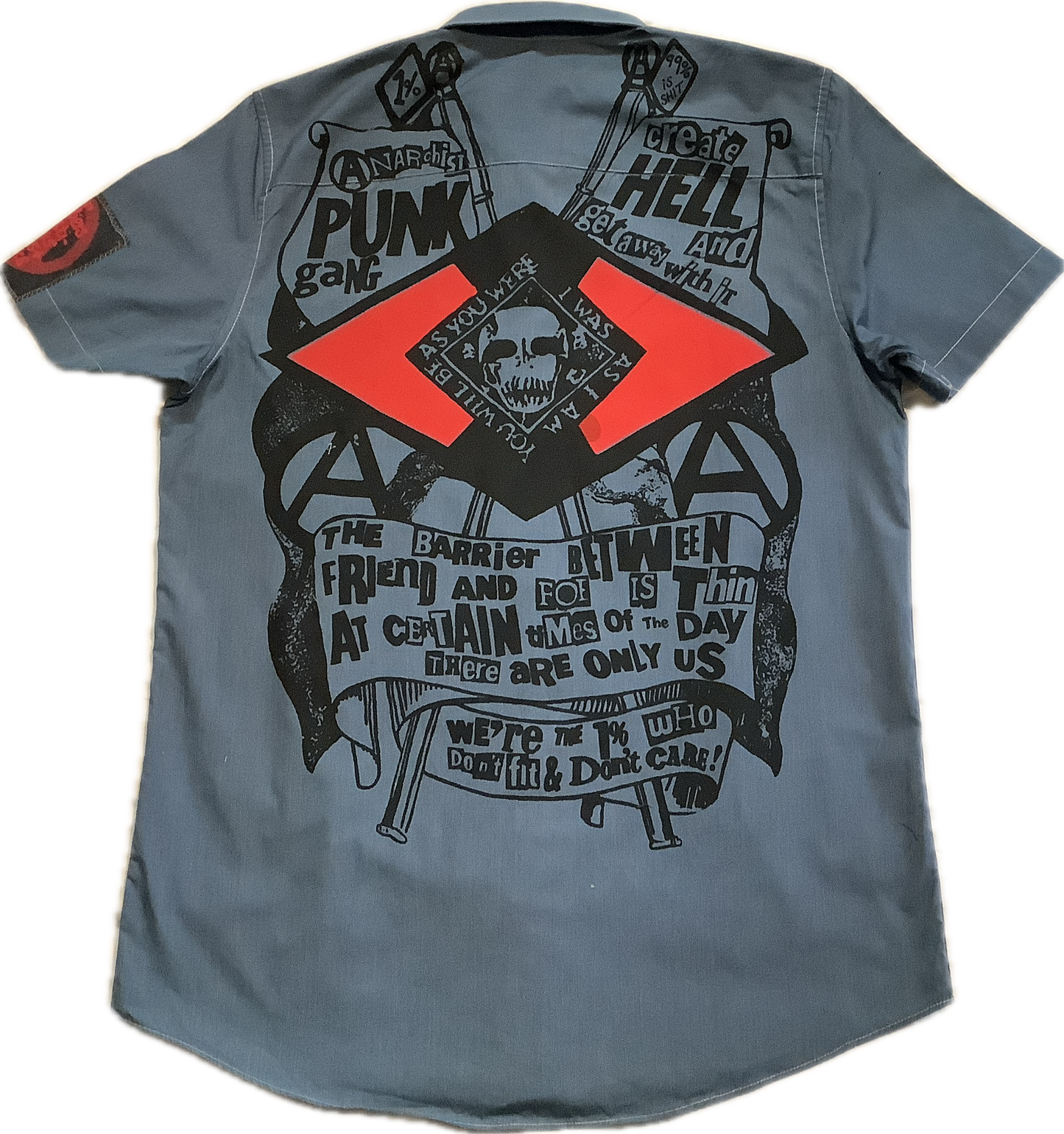 Anarchist Punk grey short sleeved shirt