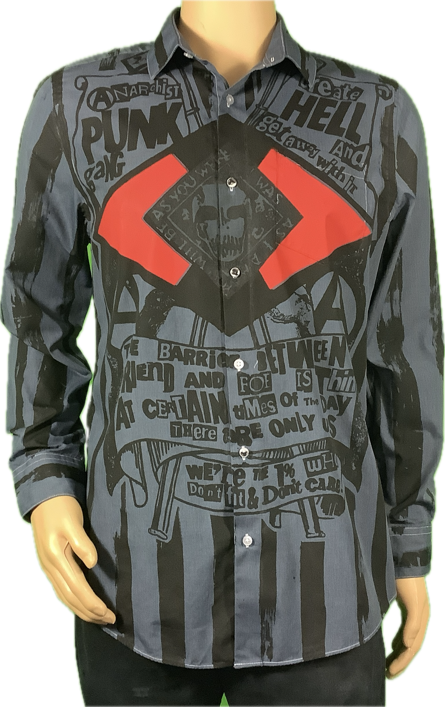 SALE: Anarchist Punk grey shirt neck 15.5 medium £45