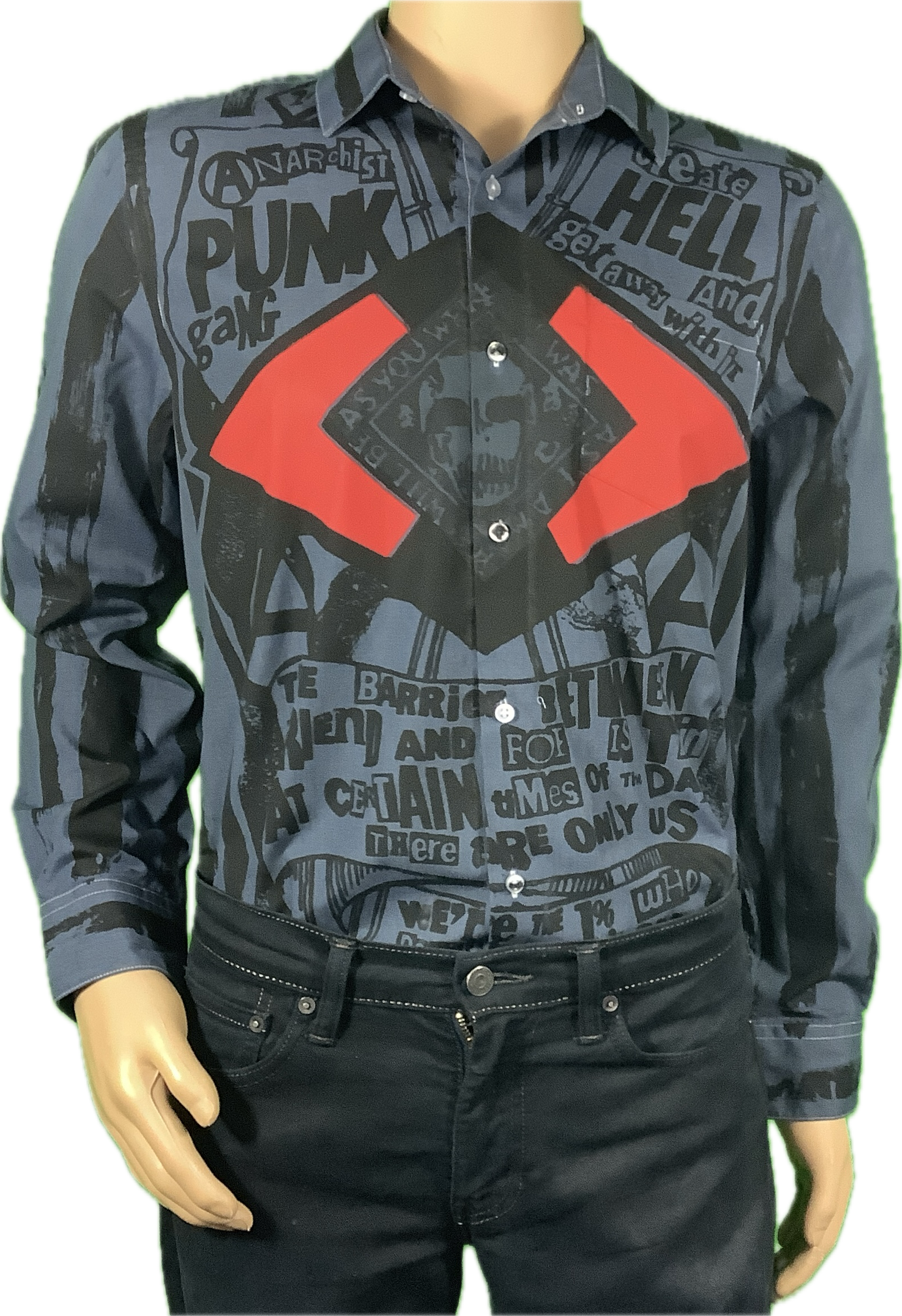 SALE: Anarchist Punk grey shirt neck 15.5 medium £45