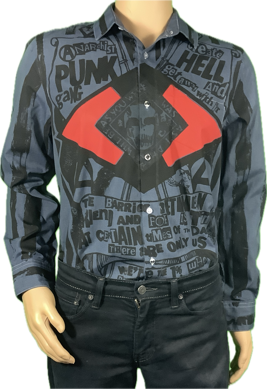 SALE: Anarchist Punk grey shirt neck 15.5 medium £45
