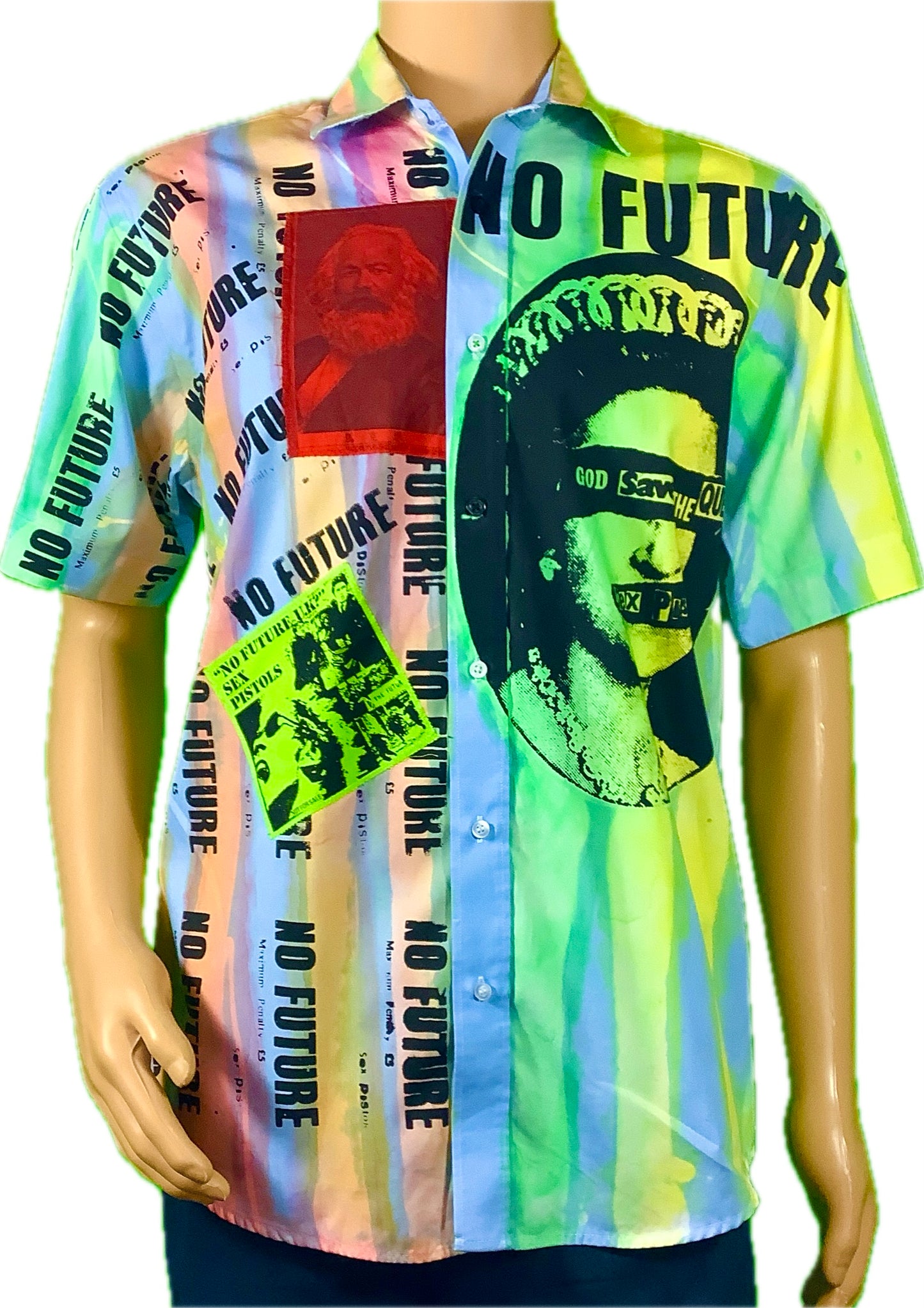 Sample : No Future pale blue no future striped short sleeved shirt neck 15.5