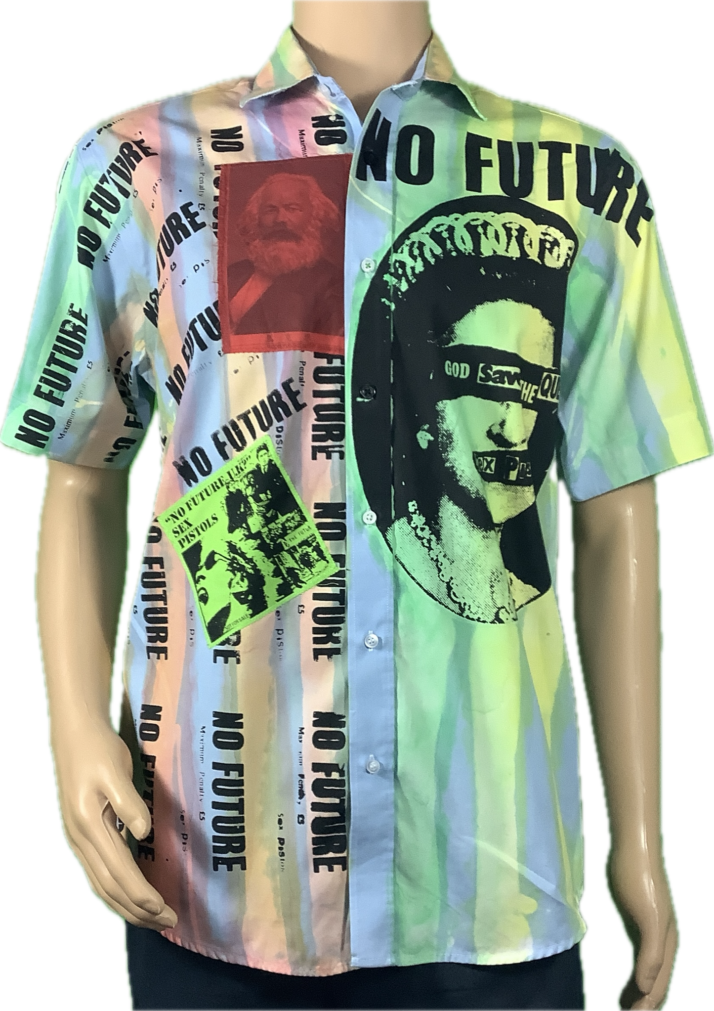 Sample : No Future pale blue no future striped short sleeved shirt neck 15.5