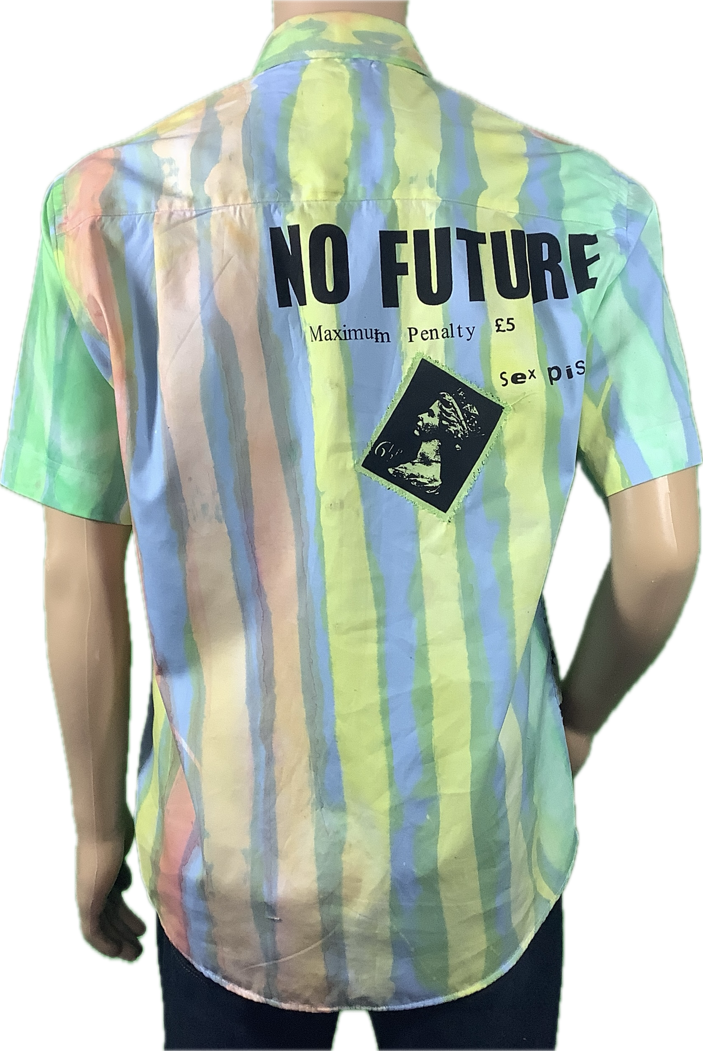 Sample : No Future pale blue no future striped short sleeved shirt neck 15.5