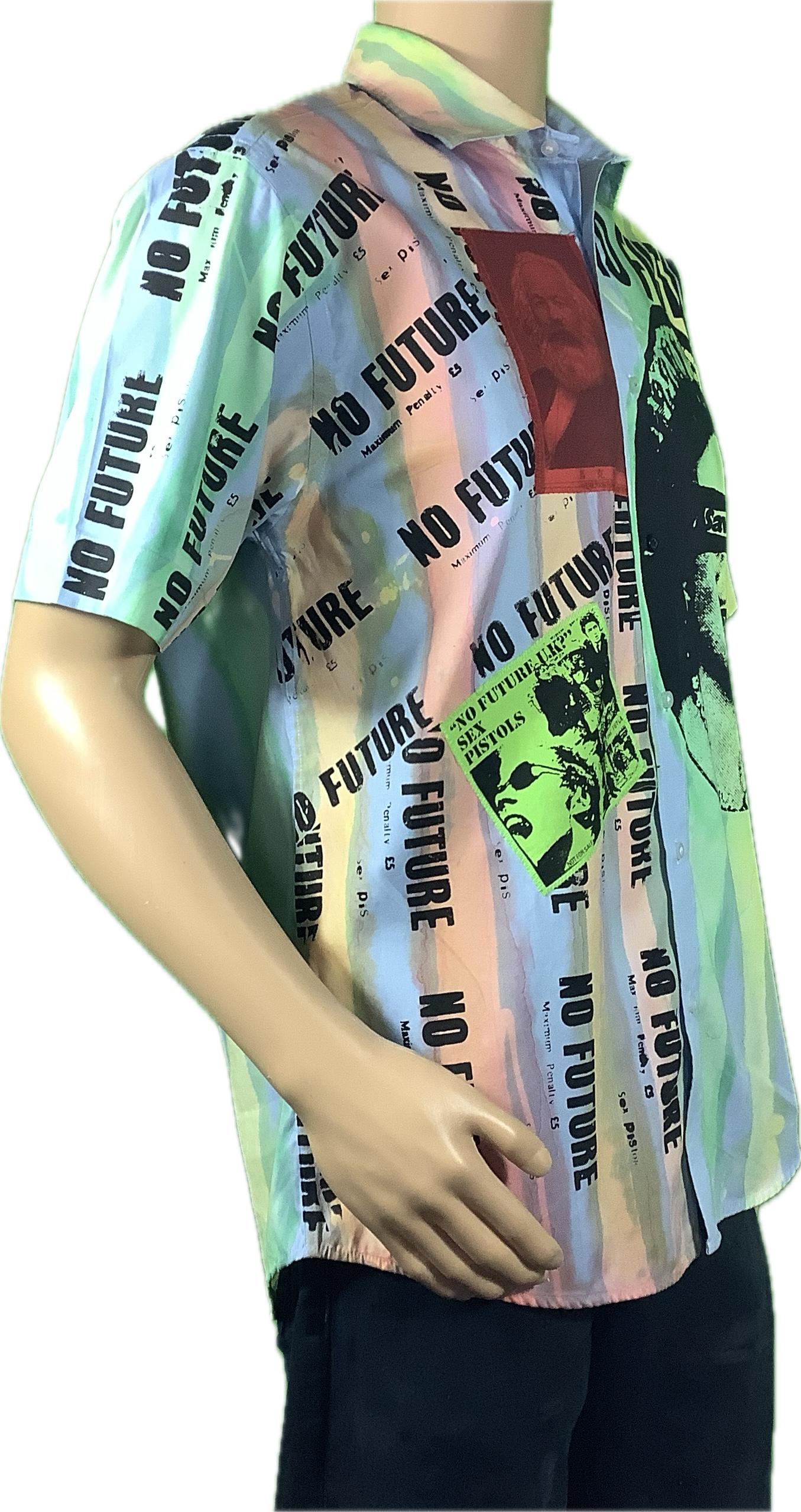 Sample : No Future pale blue no future striped short sleeved shirt neck 15.5