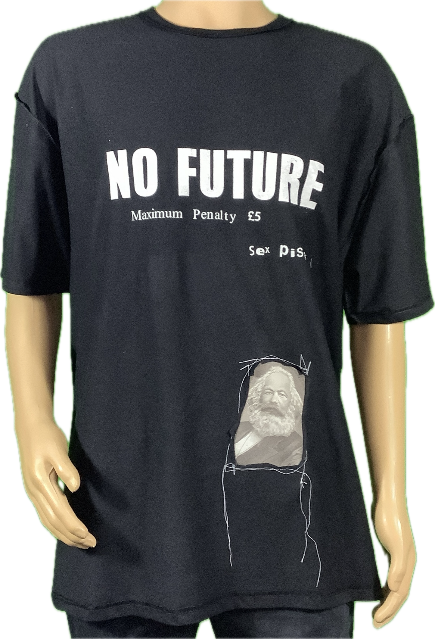 SALE: No Future - Marx patch on Black T-SHIRT size 2xl