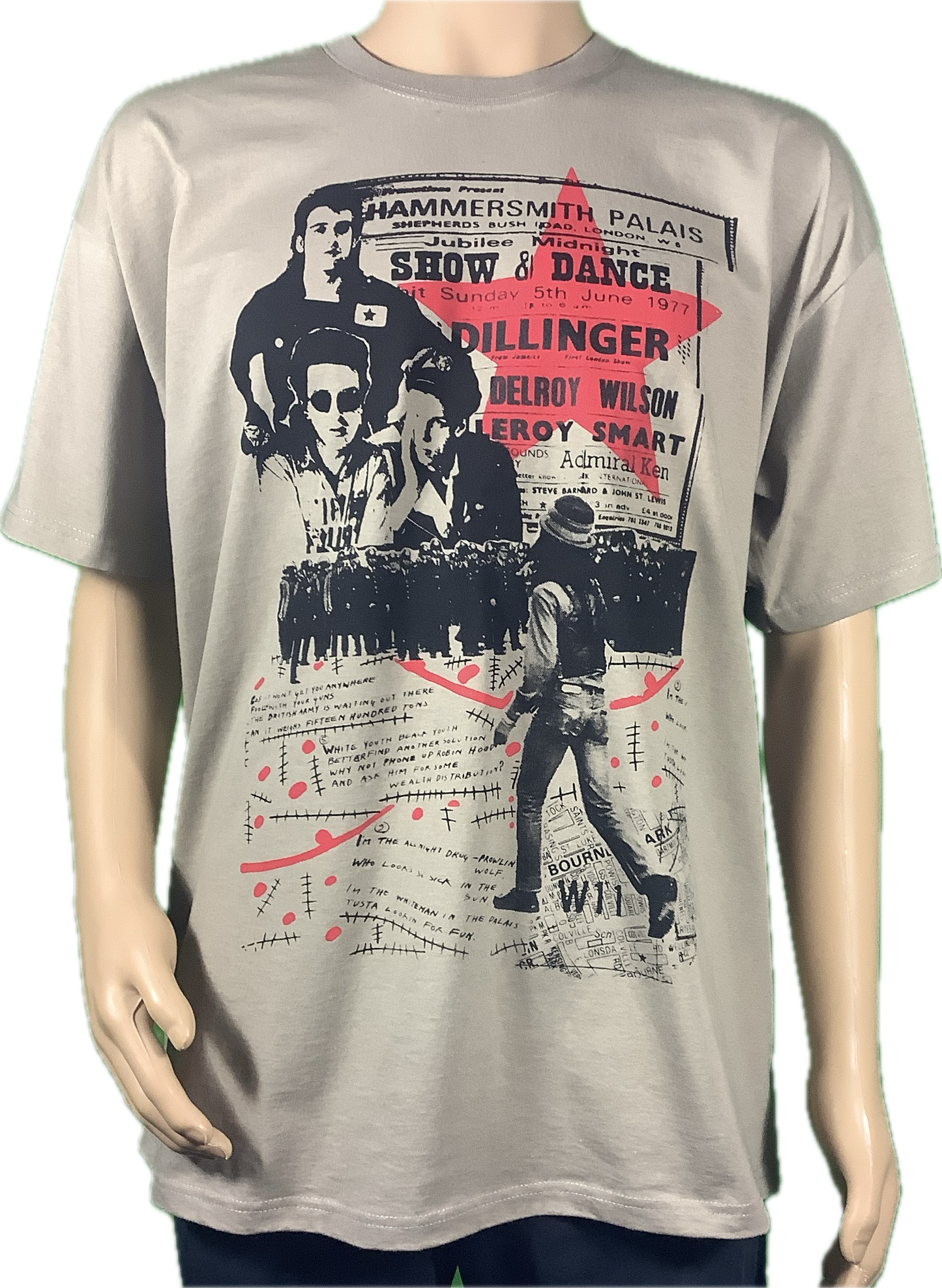 SALE: Hammersmith Palais khaki T-SHIRT size 2xl 64cms 25.25” wide