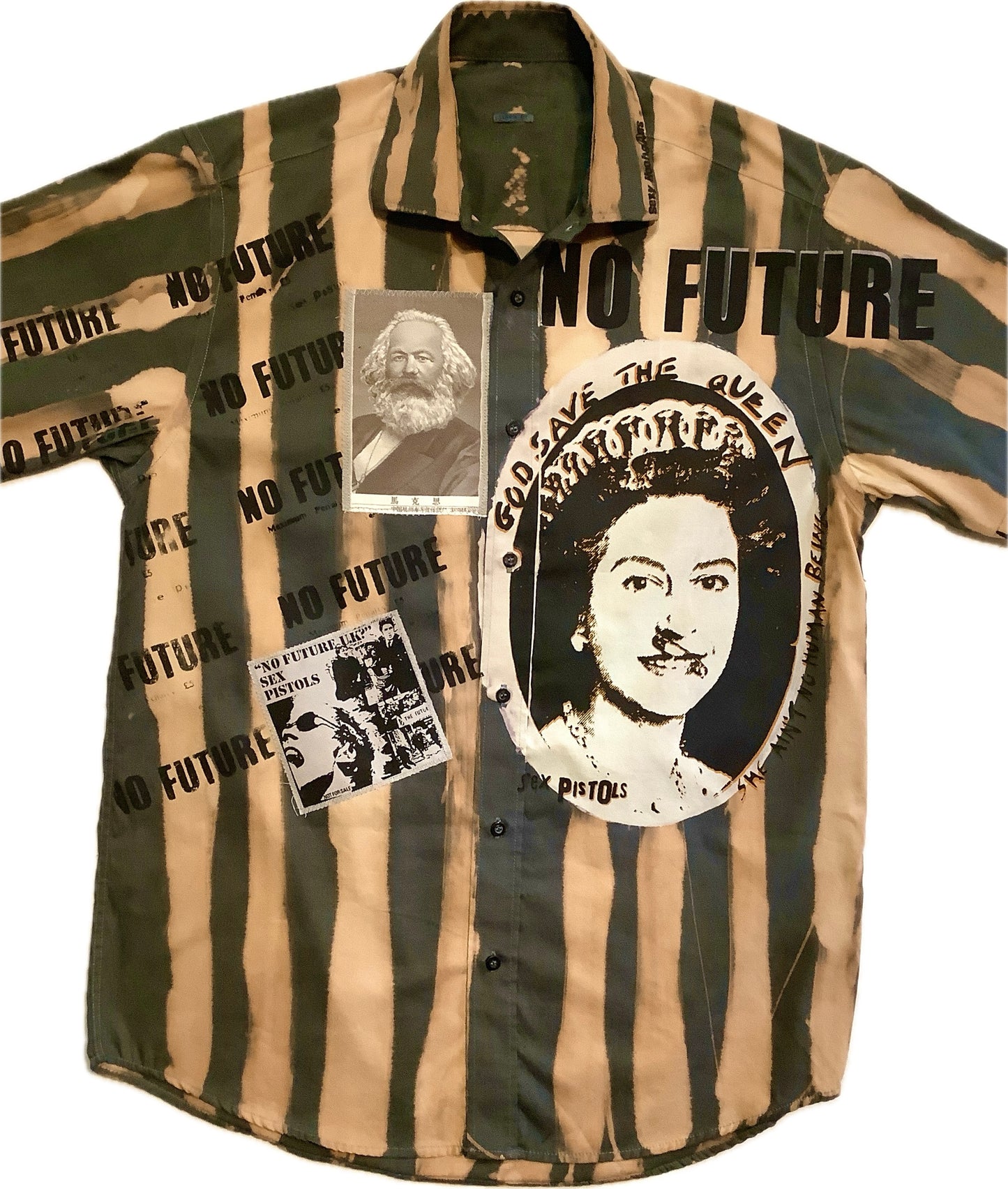 Sample : No Future Grey/orange no future striped short sleeved shirt neck 15.