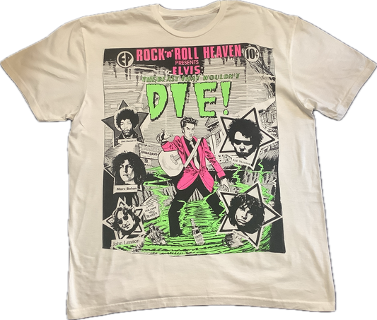 SALE: Rock’n’Roll heaven  on white T-SHIRT size XL 62cms 24” wide